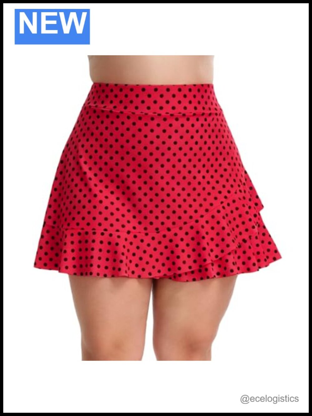 High Waisted Ruffle Swim Skirt Bikini Bottoms Tummy Control UPF 50+